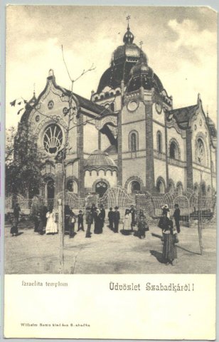 A szabadkai zsinagóga képeslapon (Forrás: MZSL)
